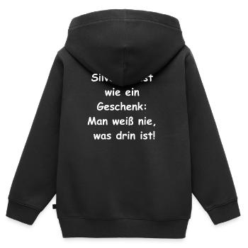 Silvester-Geschenke - Kinder Premium Organic Zip Hoodie - Schwarz - Hinten - AI Model Kid Male (0cm)