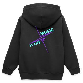 Music is Life Puls Herzschlag Musik Frequenz Text - Kinder Premium Organic Zip Hoodie - Schwarz - Hinten - AI Model Kid Male (0cm)