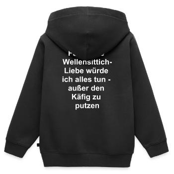 Wellensittich-Liebe Geschenk - Kinder Premium Organic Zip Hoodie - Schwarz - Hinten - AI Model Kid Male (0cm)
