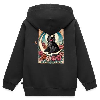 Cocker noir - Sweat Premium à capuche zippé enfant bio - noir - Dos - AI Model Kid Male (0cm)