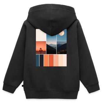 Montagnes - Sweat Premium à capuche zippé enfant bio - noir - Dos - AI Model Kid Male (0cm)