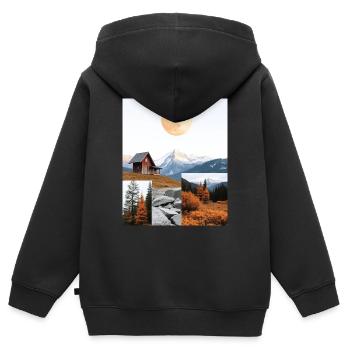 Hutte. - Sweat Premium à capuche zippé enfant bio - noir - Dos - AI Model Kid Male (0cm)