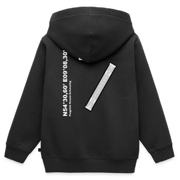 Flugplatz EDXJ Design mit Namen und Koordinaten - Kinder Premium Organic Zip Hoodie - Schwarz - Hinten - AI Model Kid Male (0cm)