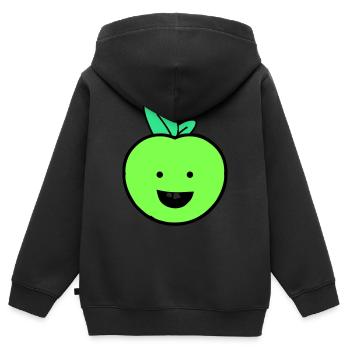 apfel smile - Kinder Premium Organic Zip Hoodie - Schwarz - Hinten - AI Model Kid Male (0cm)