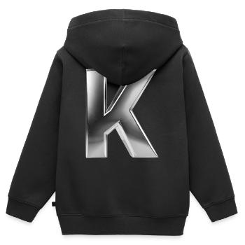 Chrome ,, K " Métallisé - Sweat Premium à capuche zippé enfant bio - noir - Dos - AI Model Kid Male (0cm)