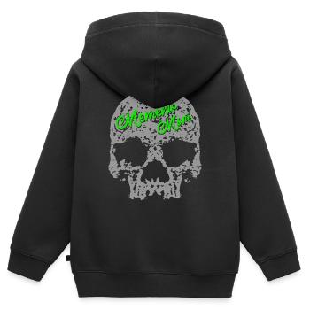 Crâne Memento Mori - Sweat Premium à capuche zippé enfant bio - noir - Dos - AI Model Kid Male (0cm)