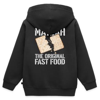 Koscherer Genuss mit Stil - Kinder Premium Organic Zip Hoodie - Schwarz - Hinten - AI Model Kid Male (0cm)