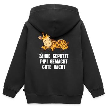 Zähne geputzt Gute Nacht Giraffe Schlafshirt - Kinder Premium Organic Zip Hoodie - Schwarz - Hinten - AI Model Kid Male (0cm)