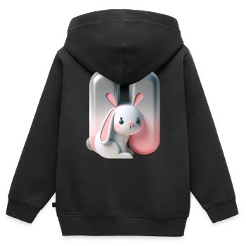 Cute bunny next to the letter H - Kids Premium Organic Zip-up Hoodie - black - Back - AI Model Kid Male (0cm)