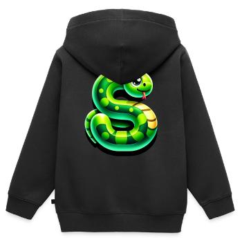 Snake Adventure – Green Letter S - Kids Premium Organic Zip-up Hoodie - black - Back - AI Model Kid Male (0cm)