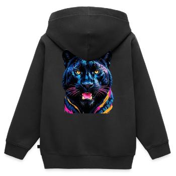 Tiger - Kinder Premium Organic Zip Hoodie - Schwarz - Hinten - AI Model Kid Male (0cm)