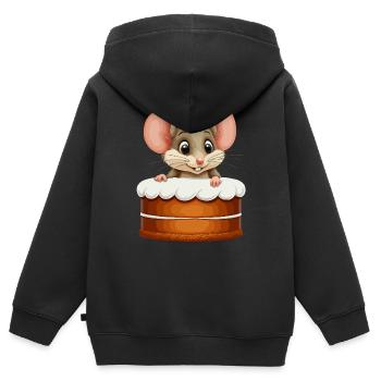 Die Maus kommt aus dem Kuchen - Kinder Premium Organic Zip Hoodie - Schwarz - Hinten - AI Model Kid Male (0cm)