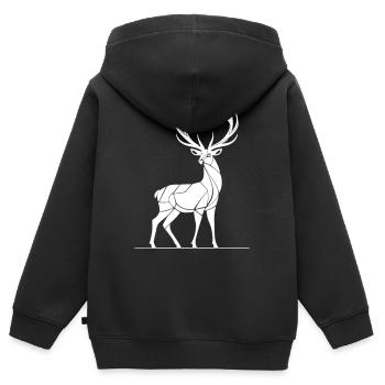 Abstrakter Rothirsch mit Geweih - Kinder Premium Organic Zip Hoodie - Schwarz - Hinten - AI Model Kid Male (0cm)
