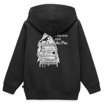 Conte de fées Princesse sur le petit pois - Sweat Premium à capuche zippé enfant bio - noir - Dos - AI Model Kid Male (0cm)
