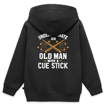 Never Underestimate an Old Man with a Cue Stick - Sweat Premium à capuche zippé enfant bio - noir - Dos - AI Model Kid Male (0cm)