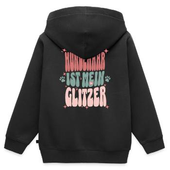 Hundehaar & Glitzer – Lustiges Retro Hunde Design - Kinder Premium Organic Zip Hoodie - Schwarz - Hinten - AI Model Kid Male (0cm)