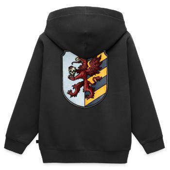 Armoiries du griffon rouge - Sweat Premium à capuche zippé enfant bio - noir - Dos - AI Model Kid Male (0cm)