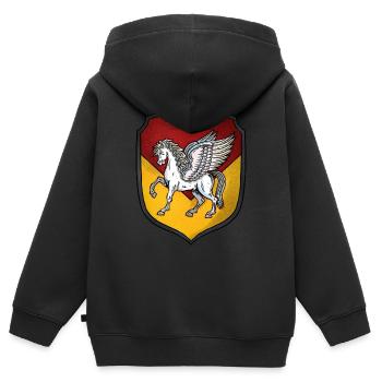 Wappen silber Pegasus - Kinder Premium Organic Zip Hoodie - Schwarz - Hinten - AI Model Kid Male (0cm)
