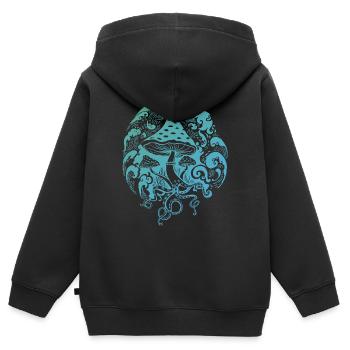 Fliegenpilz Krake Octopus - Kinder Premium Organic Zip Hoodie - Schwarz - Hinten - AI Model Kid Male (0cm)