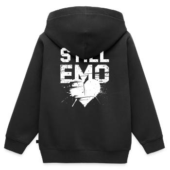 Toujours Emo ! Emo Goth Alternative - Sweat Premium à capuche zippé enfant bio - noir - Dos - AI Model Kid Male (0cm)