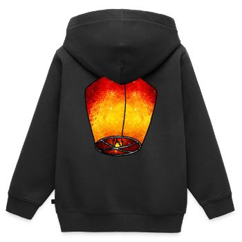 Lanterne Céleste Cosmique - Sweat Premium à capuche zippé enfant bio - noir - Dos - AI Model Kid Male (0cm)
