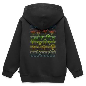 Tropische Landschaft (Strand, Linien) - Kinder Premium Organic Zip Hoodie - Schwarz - Hinten - AI Model Kid Male (0cm)