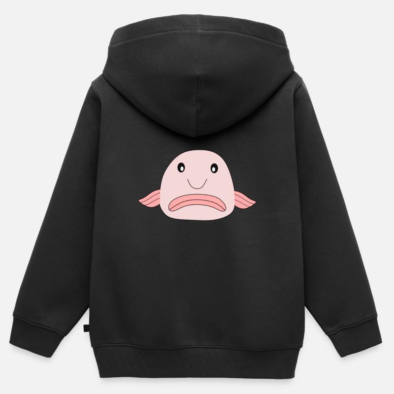 Blobfish fish comique poisson laid - Sweat Premium à capuche zippé enfant bio - noir