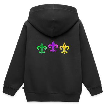 Fleur de Lys Lily Mardi Gras Mardi Gras - Kids Premium Organic Zip-up Hoodie - black - Back - AI Model Kid Male (0cm)