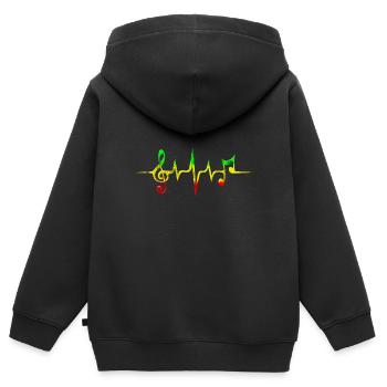 Reggae Sheet Music Vintage Sheet Music Pulse - Kids Premium Organic Zip-up Hoodie - black - Back - AI Model Kid Male (0cm)