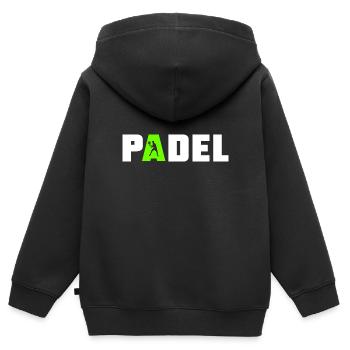 Padel Sport Logo - Sweat Premium à capuche zippé enfant bio - noir - Dos - AI Model Kid Male (0cm)