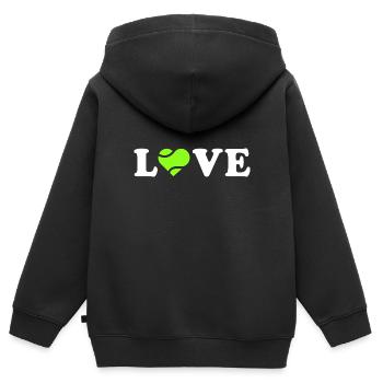 Ich liebe Padel - Kinder Premium Organic Zip Hoodie - Schwarz - Hinten - AI Model Kid Male (0cm)