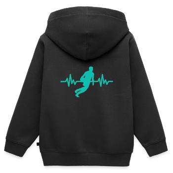 Haertbeat Basketball - USA - Team Sport - Hoops - Kinder Premium Organic Zip Hoodie - Schwarz - Hinten - AI Model Kid Male (0cm)