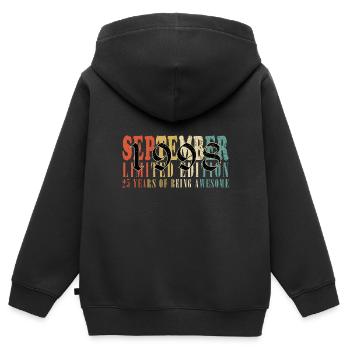 Septembre 1998 Anniversaire Septembre 1998 Septembre - Sweat Premium à capuche zippé enfant bio - noir - Dos - AI Model Kid Male (0cm)