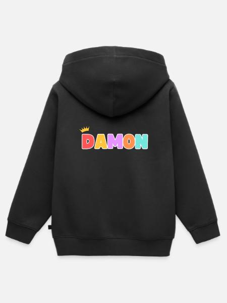 Damon! Personalisierbar - Kinder Premium Organic Zip Hoodie - Schwarz