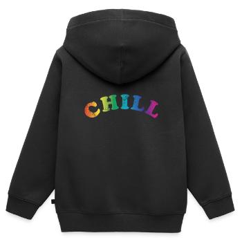 Chill chillen - Kinder Premium Organic Zip Hoodie - Schwarz - Hinten - AI Model Kid Male (0cm)
