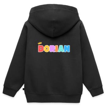 Dorian! Personalisierbar - Kinder Premium Organic Zip Hoodie - Schwarz - Hinten - AI Model Kid Male (0cm)