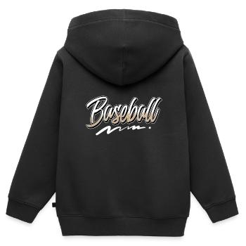 Baseball - Kinder Premium Organic Zip Hoodie - Schwarz - Hinten - AI Model Kid Male (0cm)