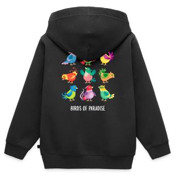 Oiseaux de paradis 2 - Sweat Premium à capuche zippé enfant bio - noir - Dos - AI Model Kid Male (0cm)