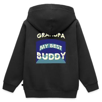 Grandpa my best Buddy, Erinnerungen, Geschenkidee - Kinder Premium Organic Zip Hoodie - Schwarz - Hinten - AI Model Kid Male (0cm)