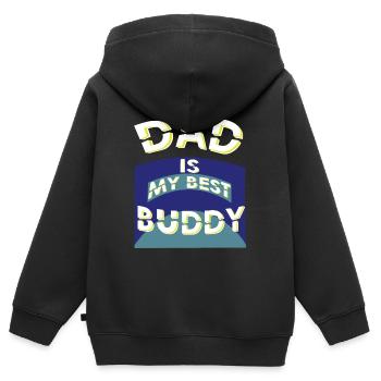 Dad is my best Buddy, Erinnerungsstück, Geschenk - Kinder Premium Organic Zip Hoodie - Schwarz - Hinten - AI Model Kid Male (0cm)