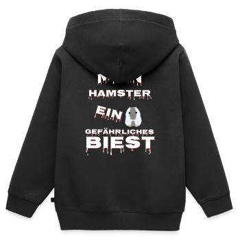 Mein Hamster ein gefährliches Biest - Kinder Premium Organic Zip Hoodie - Schwarz - Hinten - AI Model Kid Male (0cm)