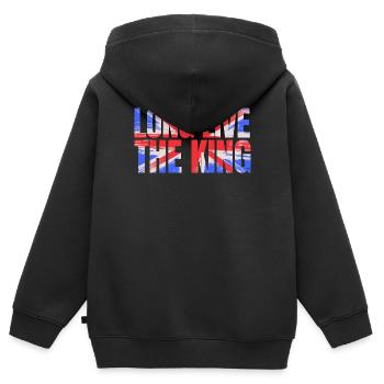 Couronnement du roi britannique Charles Angleterre Drapeau - Sweat Premium à capuche zippé enfant bio - noir - Dos - AI Model Kid Male (0cm)