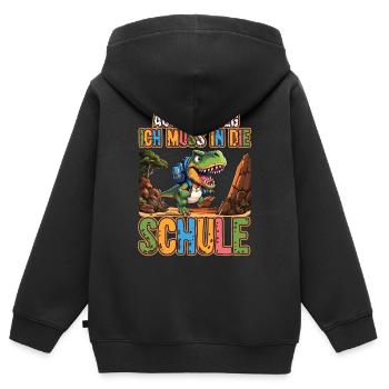 Enfants Dino Inscription à l’école Cône scolaire 2023 - Sweat Premium à capuche zippé enfant bio - noir - Dos - AI Model Kid Male (0cm)