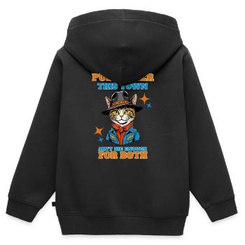 Diese Stadt ist nicht groß genug für beides. - Kinder Premium Organic Zip Hoodie - Schwarz - Hinten - AI Model Kid Male (0cm)