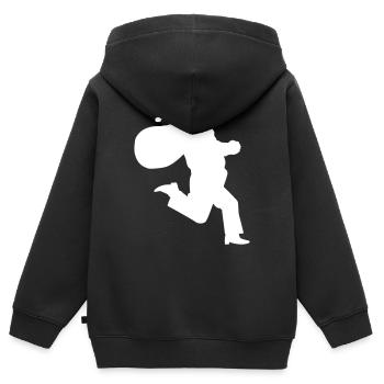 Running Santa Claus Geschenk - Kinder Premium Organic Zip Hoodie - Schwarz - Hinten - AI Model Kid Male (0cm)