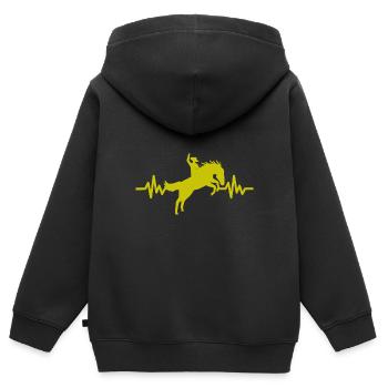 Herzschlag - Pferd Hengst Stute Ross Reitsport - Kinder Premium Organic Zip Hoodie - Schwarz - Hinten - AI Model Kid Male (0cm)