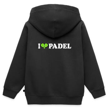 Ich liebe Padel - Kinder Premium Organic Zip Hoodie - Schwarz - Hinten - AI Model Kid Male (0cm)