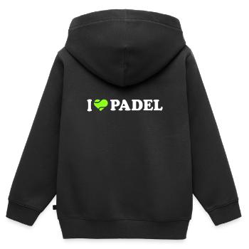 Ich liebe Padel - Kinder Premium Organic Zip Hoodie - Schwarz - Hinten - AI Model Kid Male (0cm)