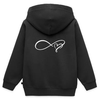 Liebe Unendlichkeit Herz - Kinder Premium Organic Zip Hoodie - Schwarz - Hinten - AI Model Kid Male (0cm)