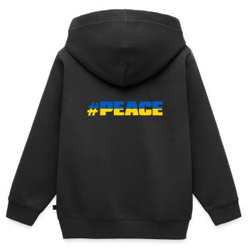 # PEACE - Kinder Premium Organic Zip Hoodie - Schwarz - Hinten - AI Model Kid Male (0cm)